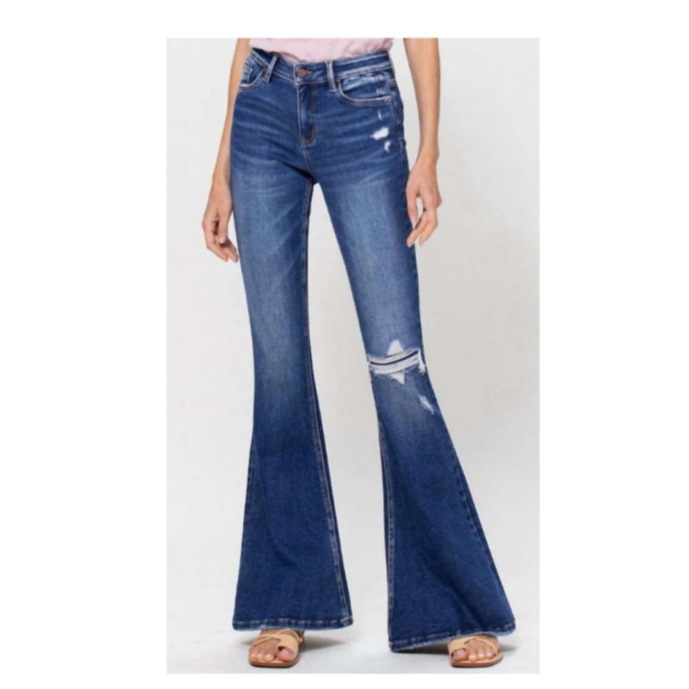Flying Monkey Mid Rise Distressed Super Flare Jeans Phoenix Flares NWT